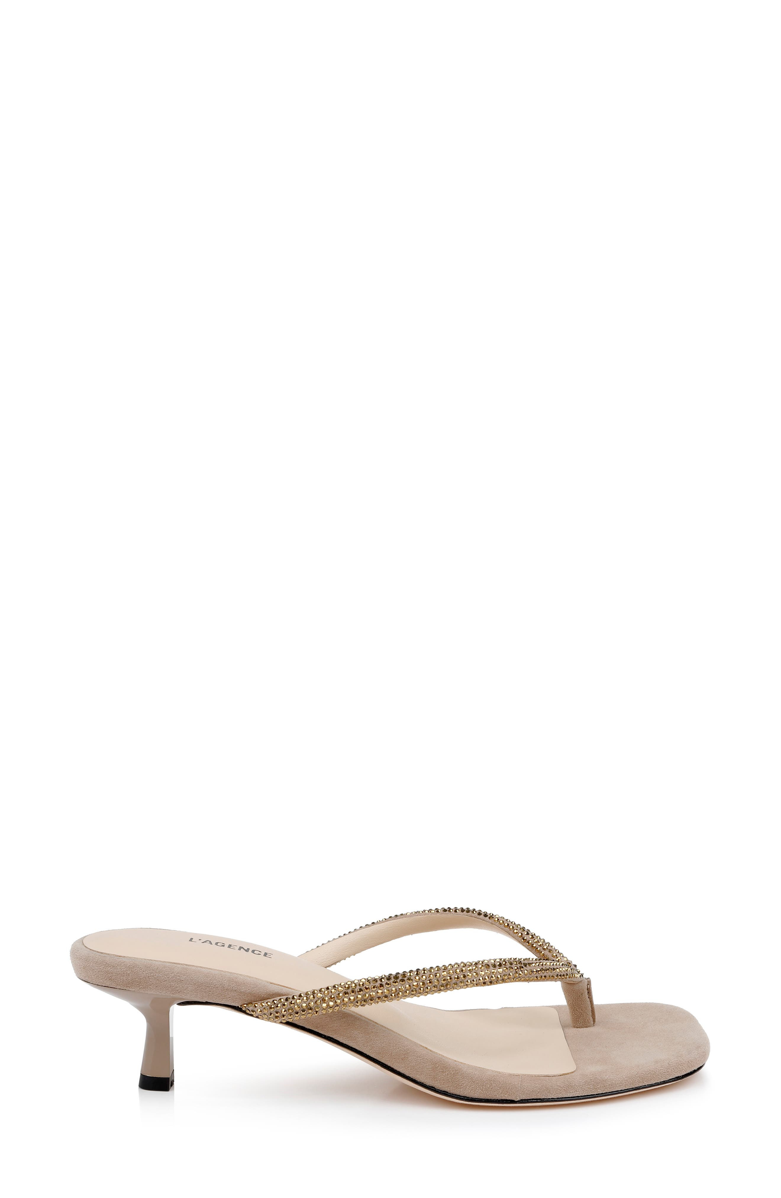 L'AGENCE Hortense Kitten Heel Sandal in Almond Nude at Nordstrom - 3