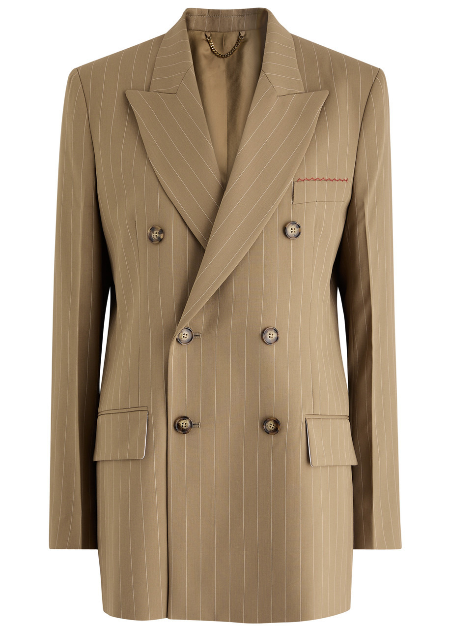 Victoria Beckham Pinstriped Double-breasted Wool Blazer - 1