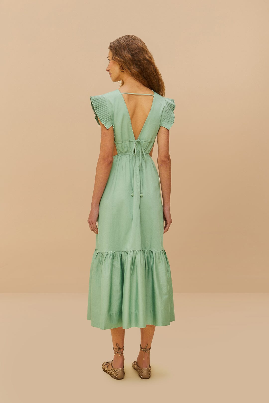 Light Green Butterfly Cut-Out Midi Dress - 4