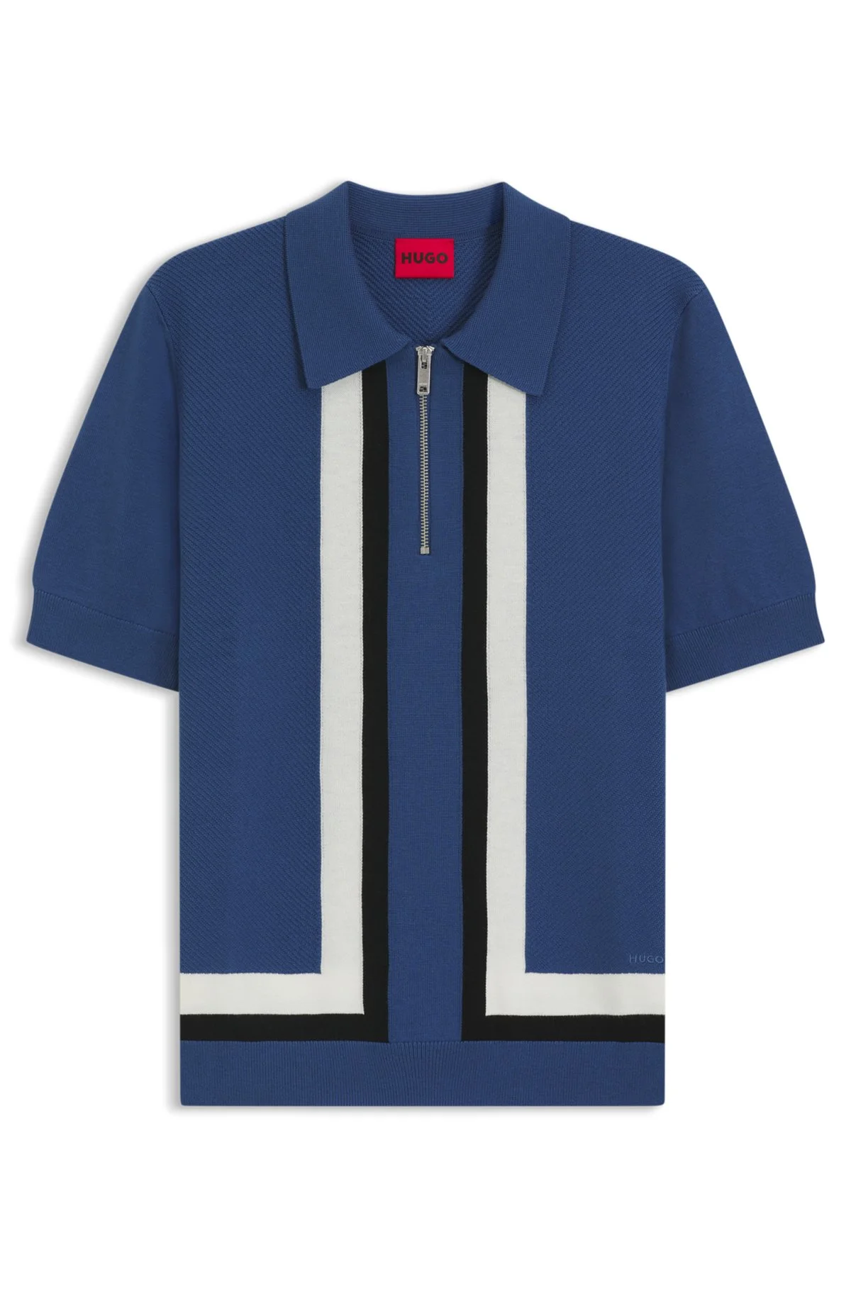 ZIP-NECK KNIT SWEATER WITH STRIPE DETAILS - 1