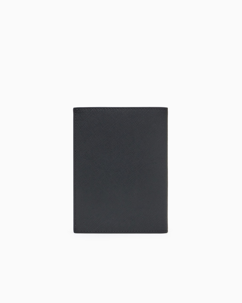EMPORIO ARMANI REGENERATED SAFFIANO LEATHER PASSPORT HOLDER WITH EAGLE PLATE outlook