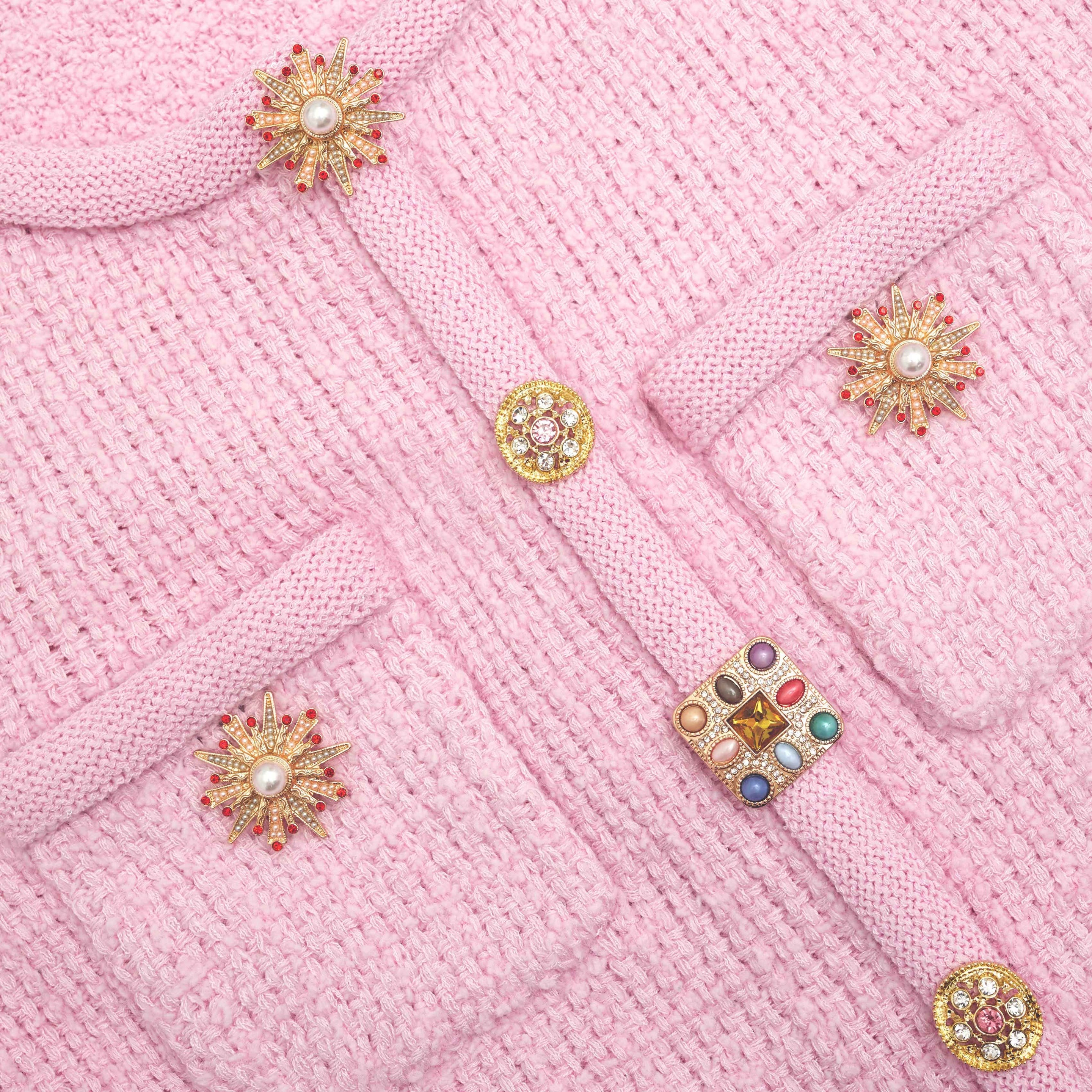 Pink Jewel Button Knit Top - 5