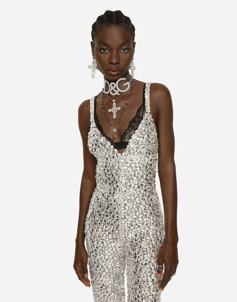 Marquisette jumpsuit with all-over rhinestone embellishment 4