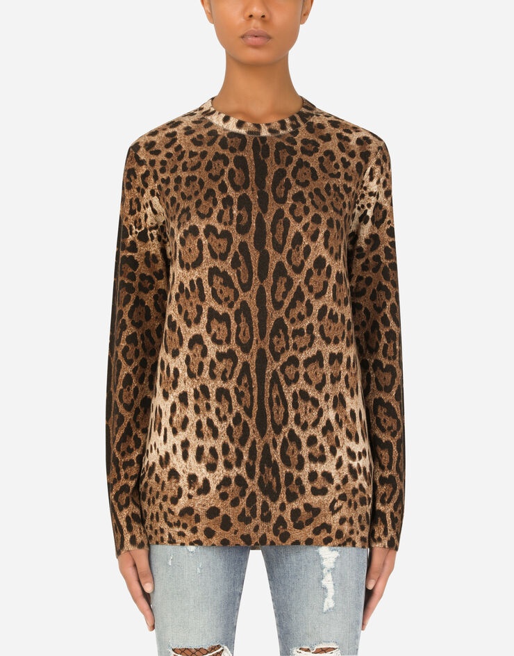 Leopard-print cashmere sweater - 1