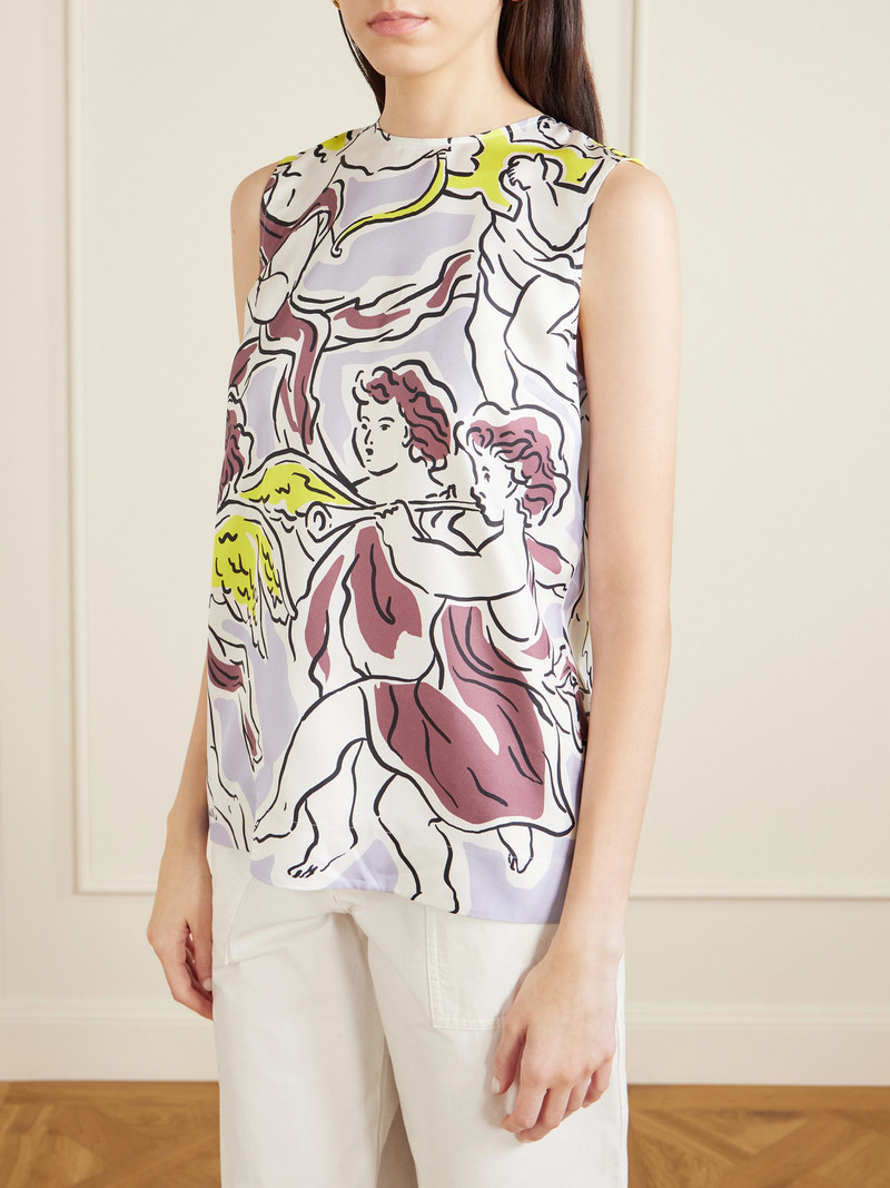 Cape-effect Printed Silk-twill Top 4