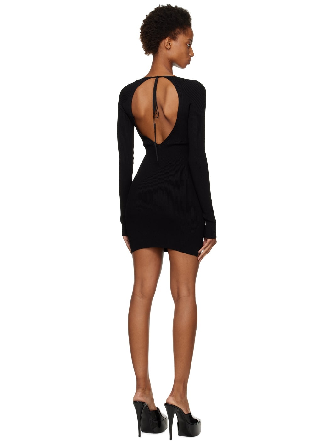Black Lace Up Minidress - 3