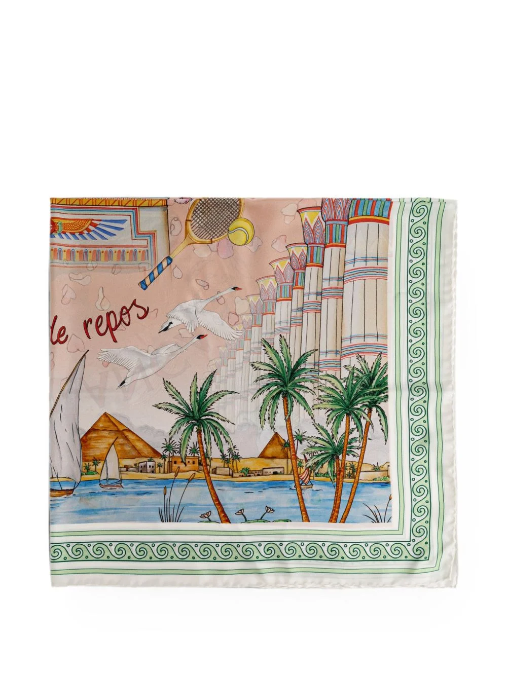 graphic-print silk scarf - 1