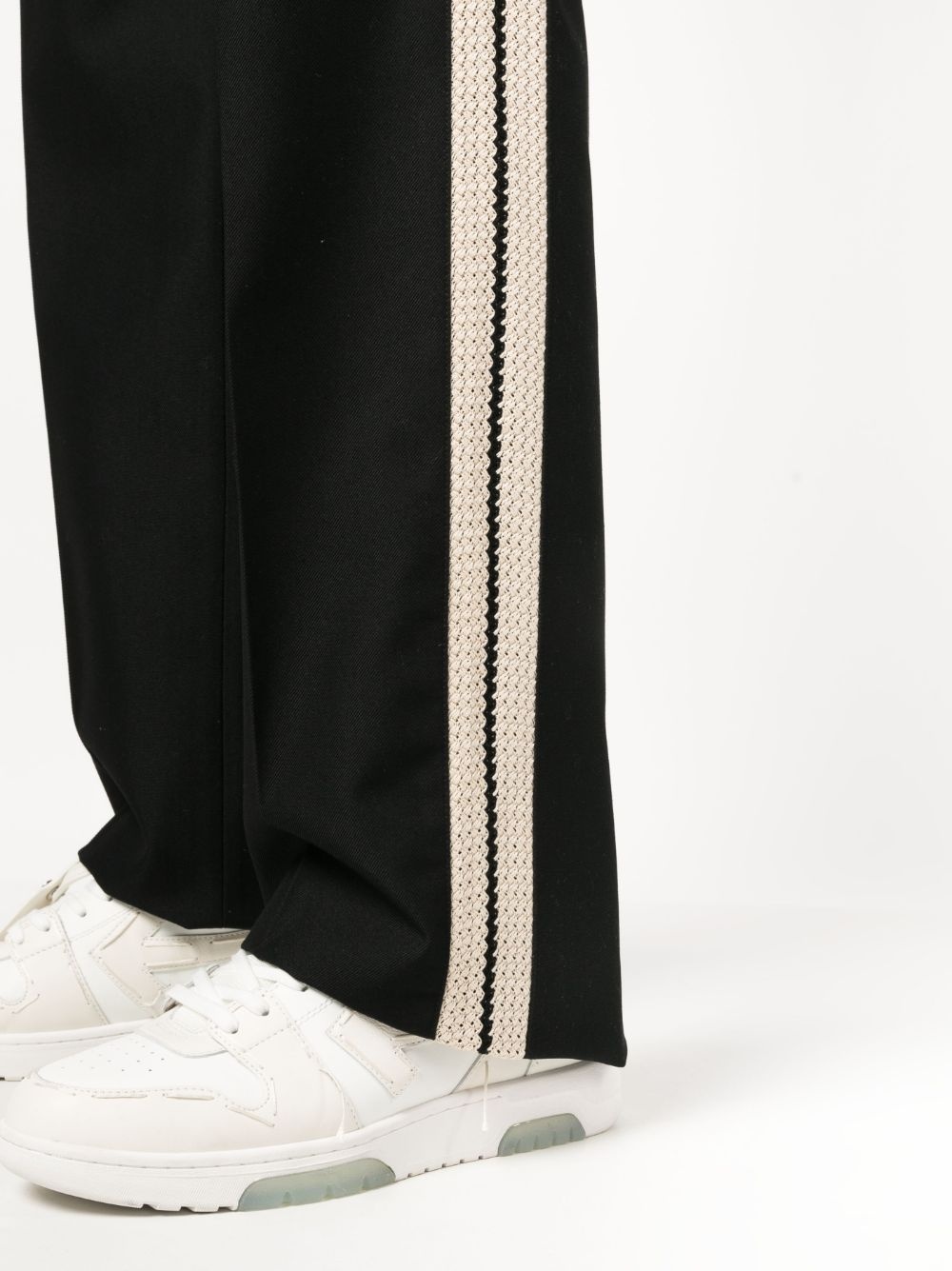 stripe-detail cotton tailored trousers - 5