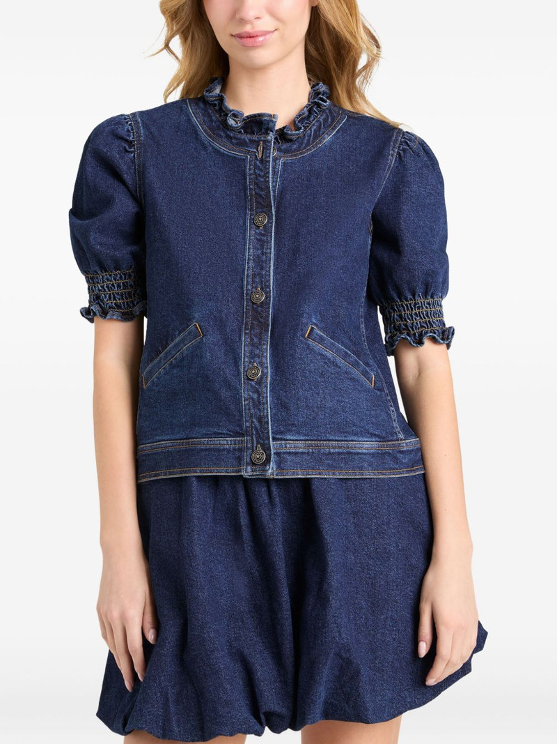 ruffled puff-sleeve denim jacket 3