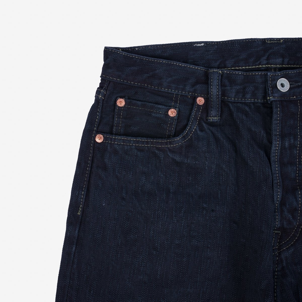 IH-888S-SLBod 16oz Slubby Selvedge Denim Relaxed Tapered Cut Jeans - Indigo Overdyed Black - 8