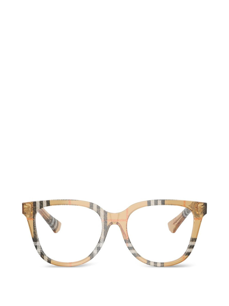 check-pattern square-frame glasses 1