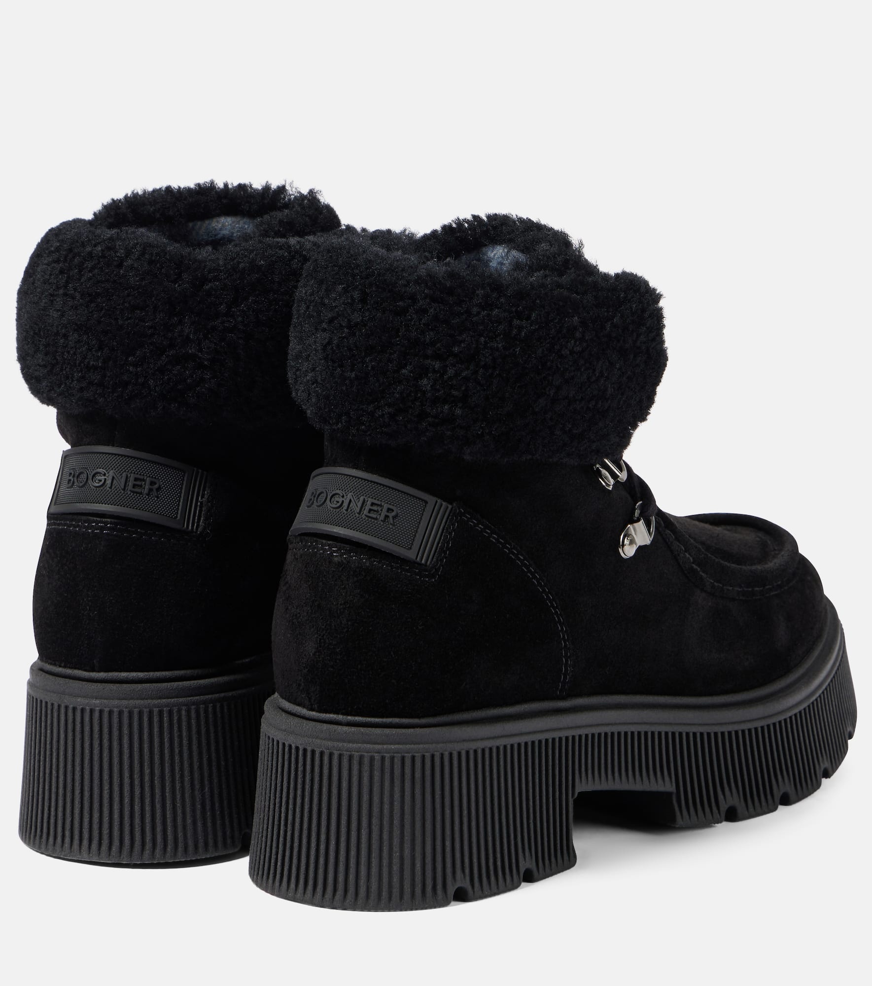 Shearling-trimmed leather ankle boots - 2