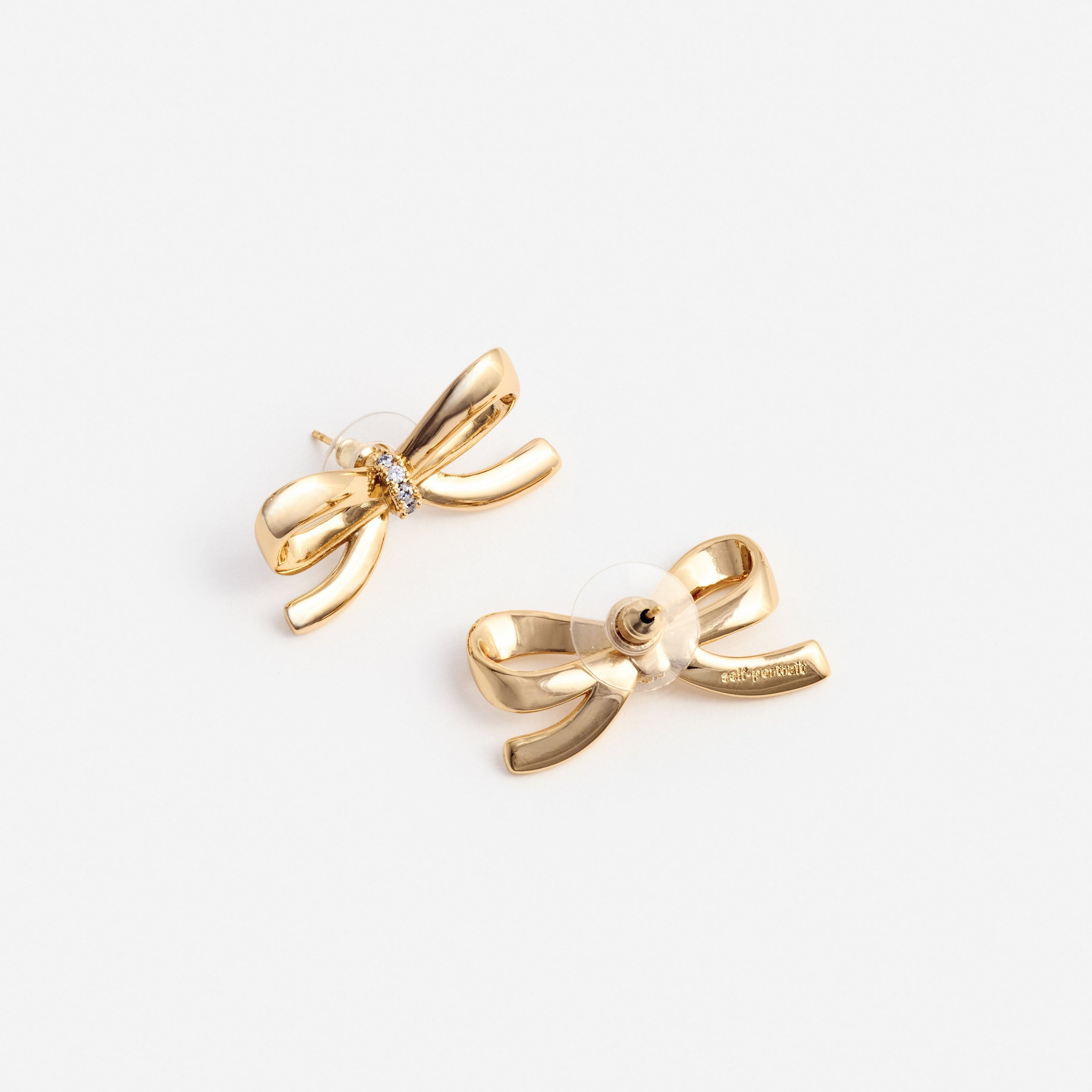 Gold Crystal Bow Earrings - 2