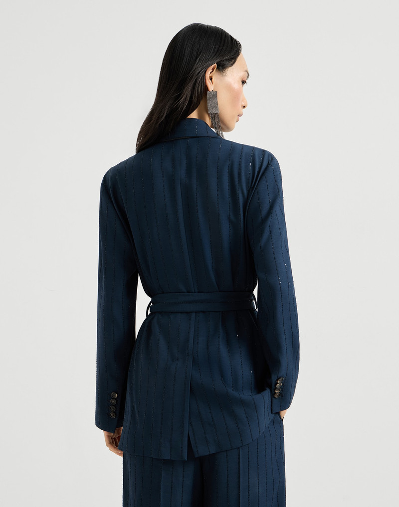 Dazzling chalk stripe blazer with monili 3