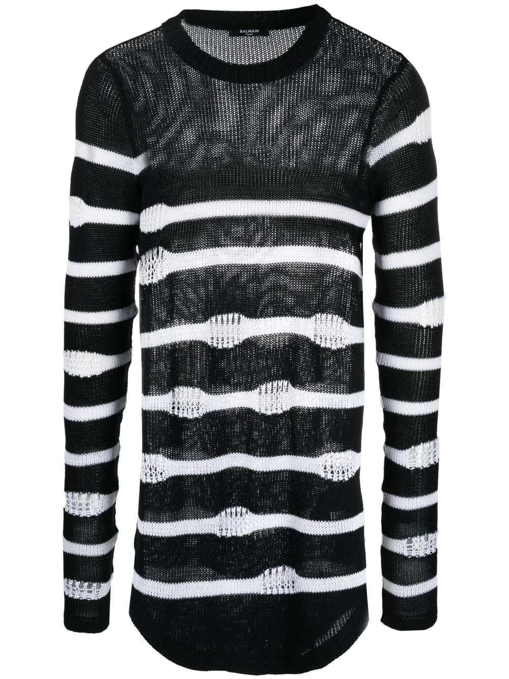 distressed striped sweater - 1