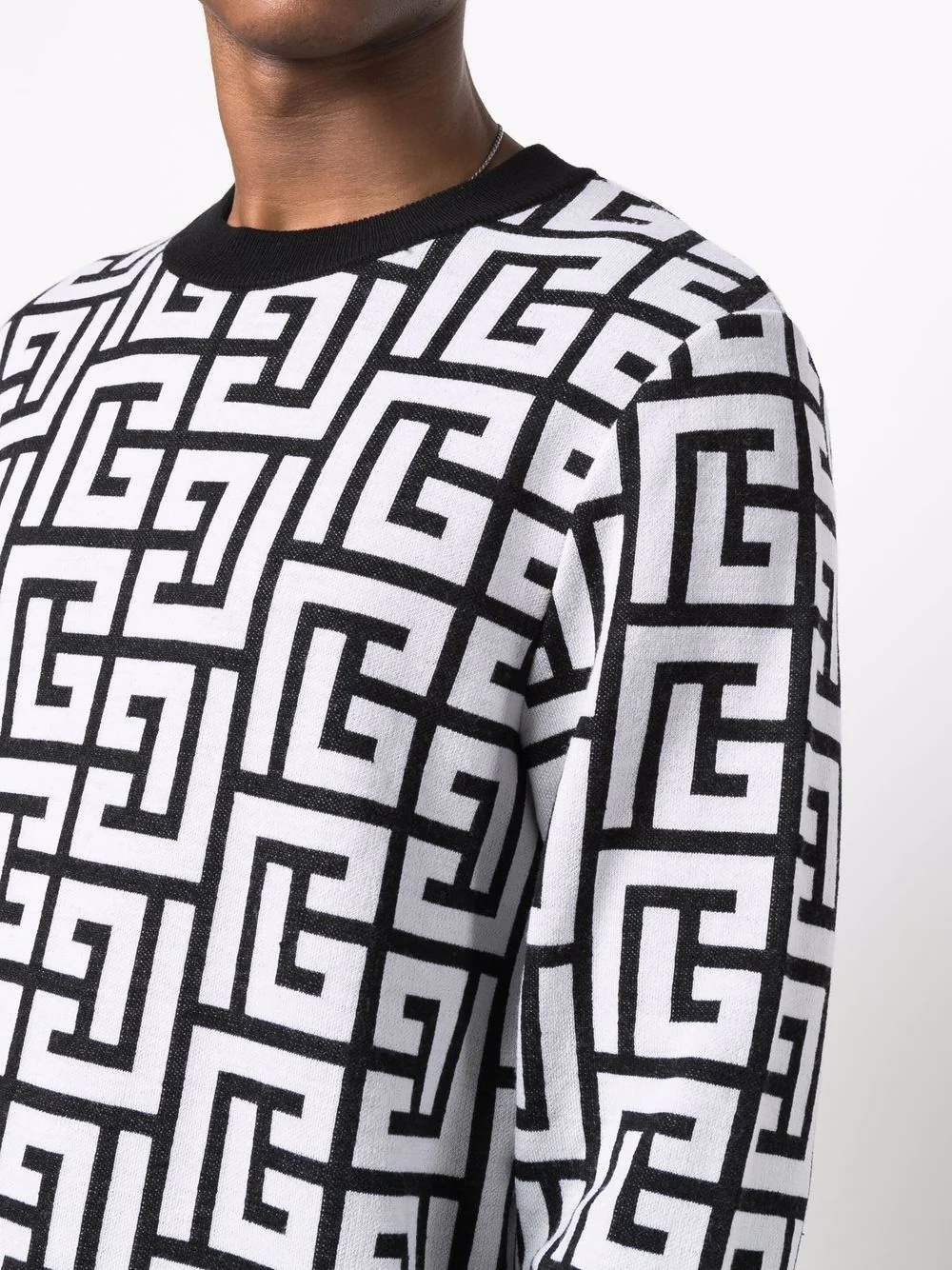 monogram pattern pullover - 5