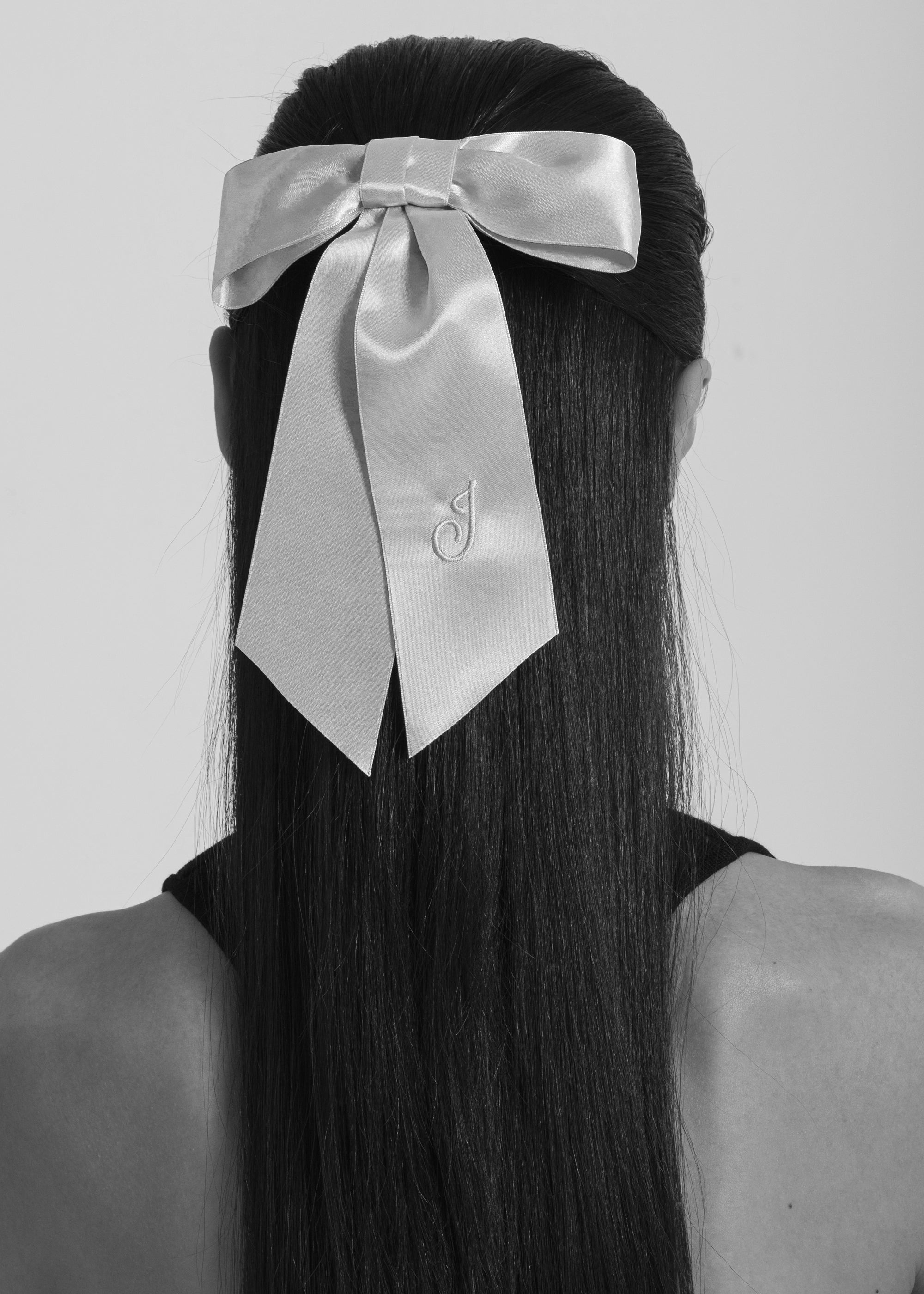 Initial April Satin Bow Barrette - 2