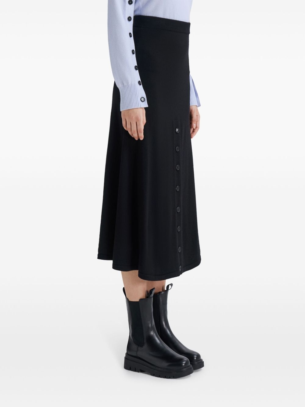 button placket wool midi skirt - 3