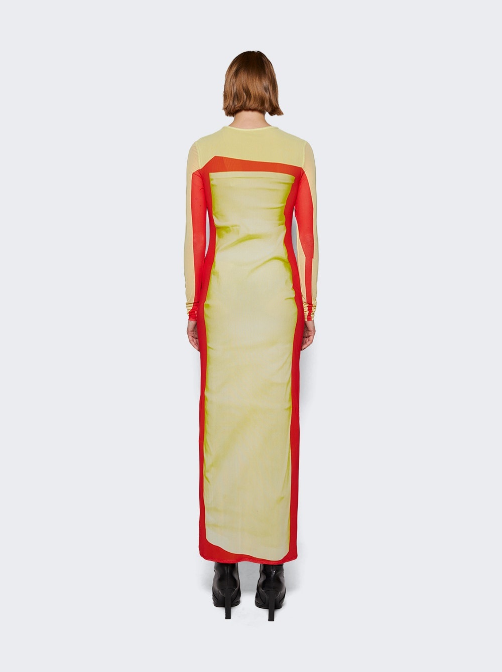 Trompe L'oeil Tube Dress Yellow And Red - 5