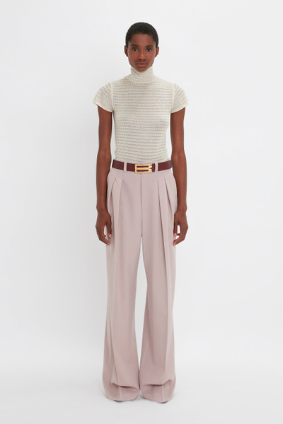 Victoria Beckham Polo Neck Knitted T-Shirt In Cream outlook