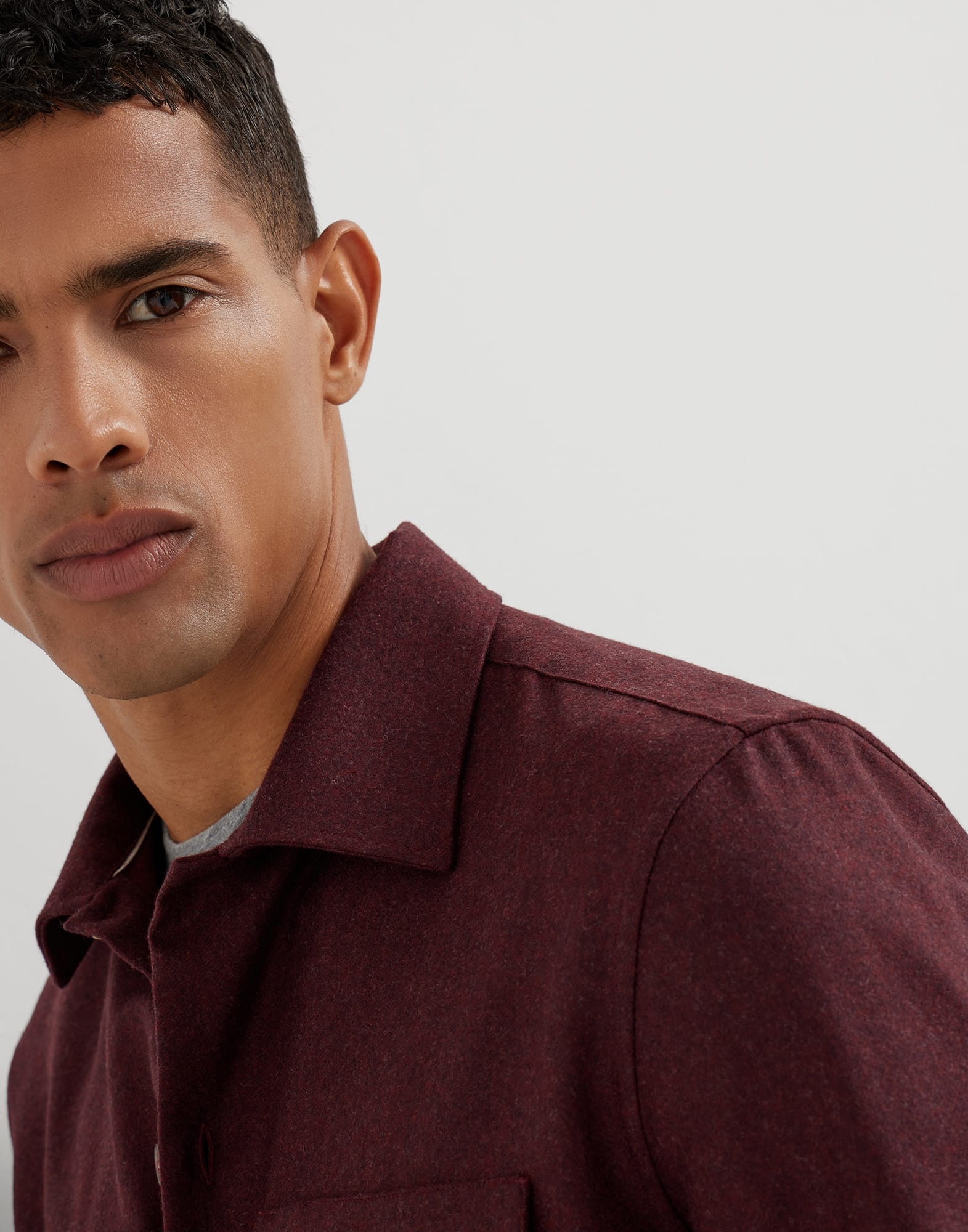 Virgin wool flannel overshirt with chest pockets - 3