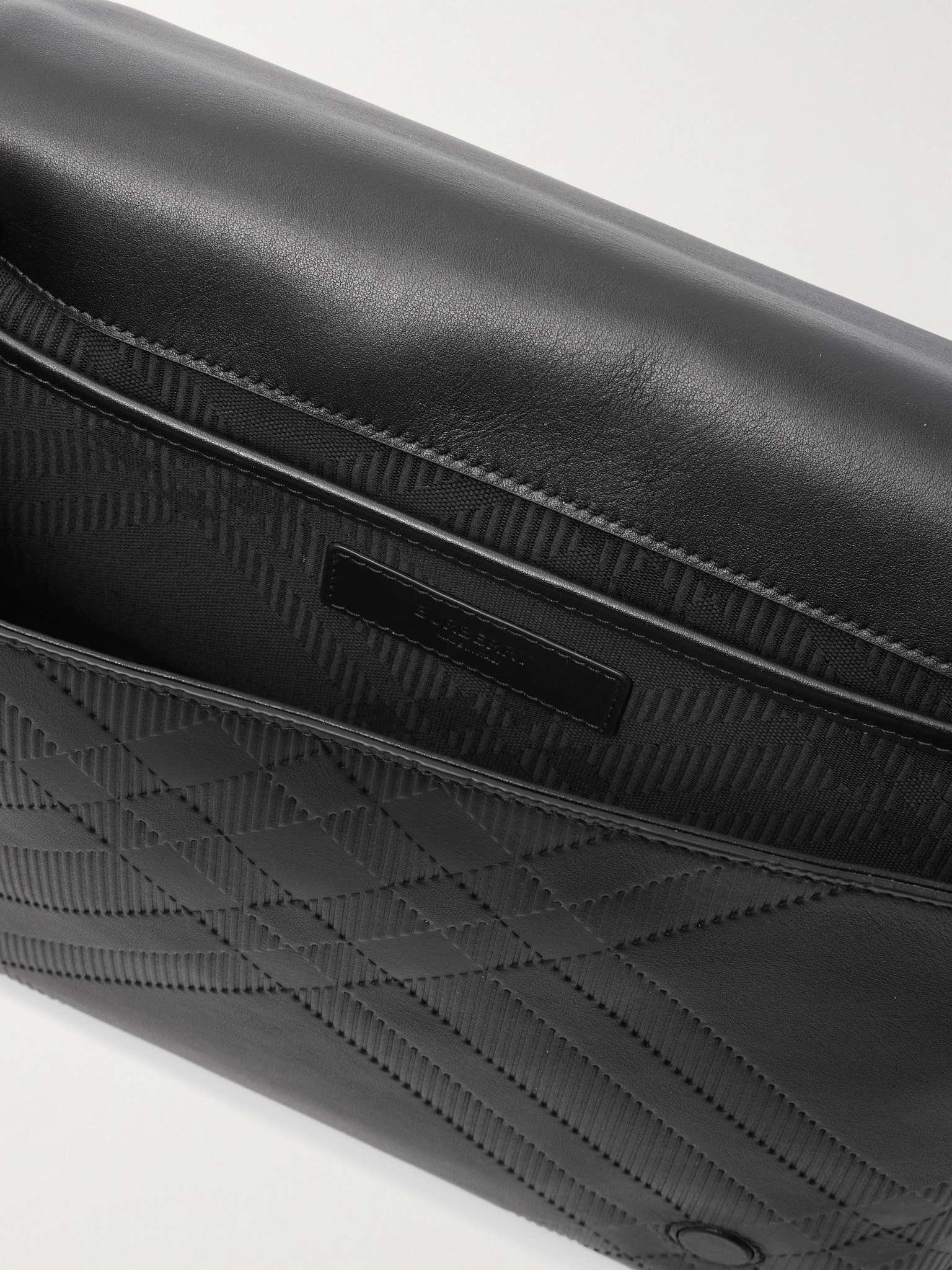 Embossed Leather Messenger Bag - 3