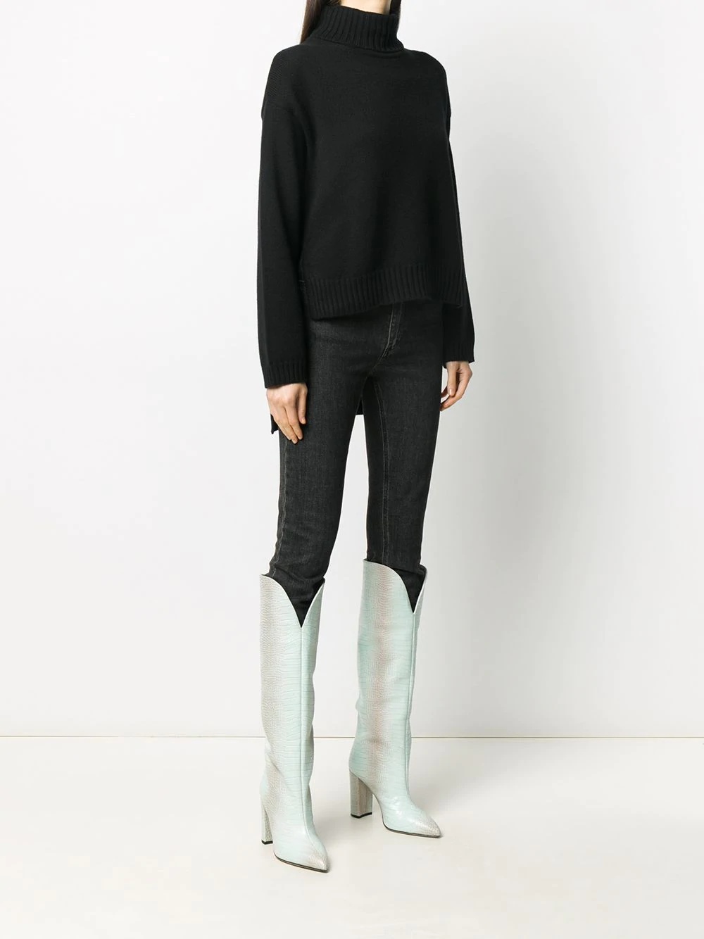 cashmere high-low hem jumper - 3