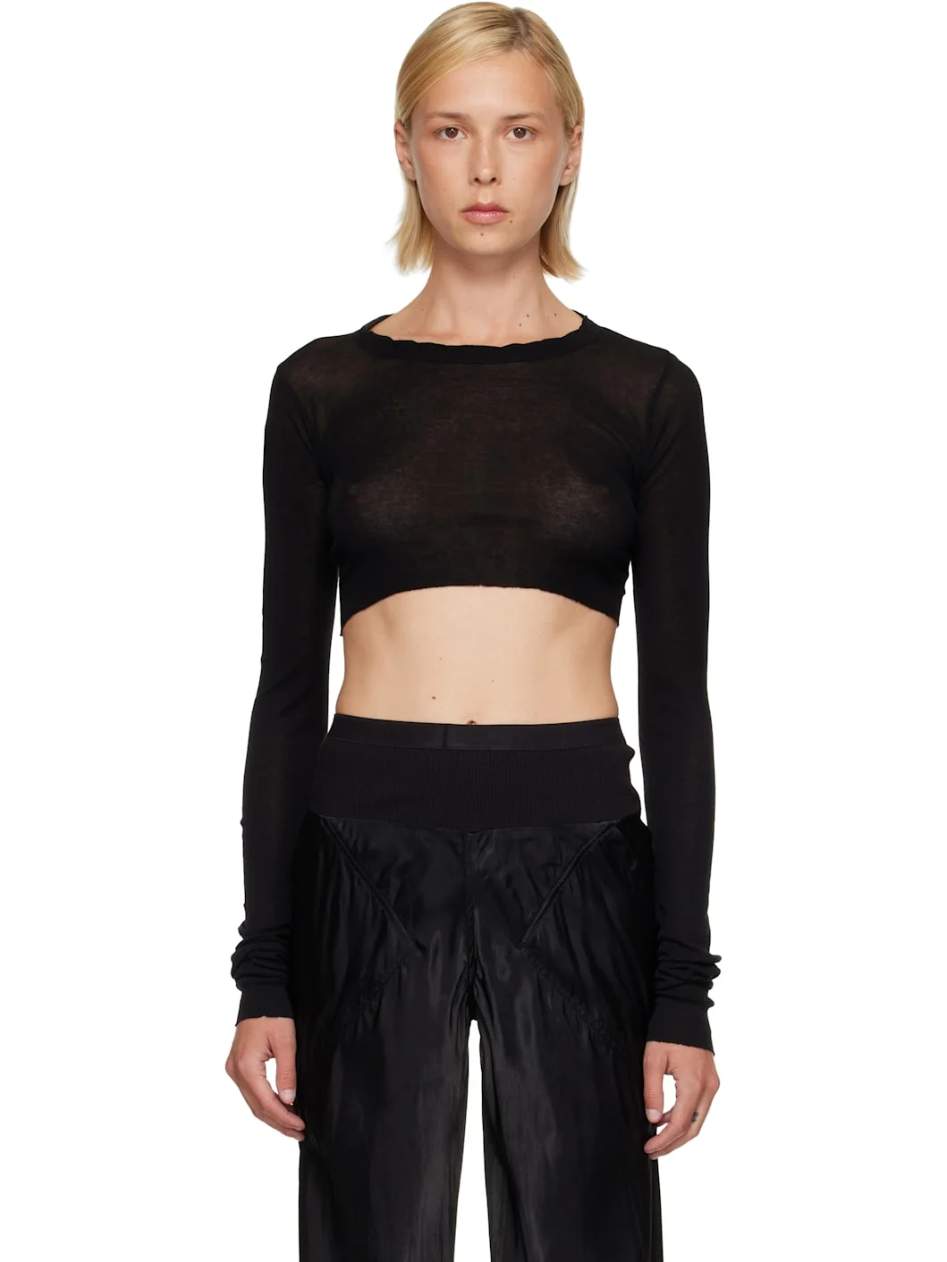 Black Tower LS Crop T-shirt - 1