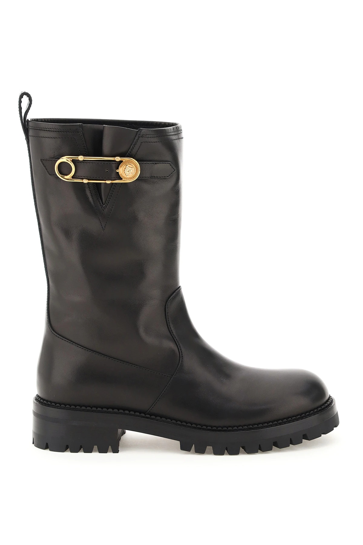 BIKER BOOTS WITH MEDUSA SAFETY PIN - 1