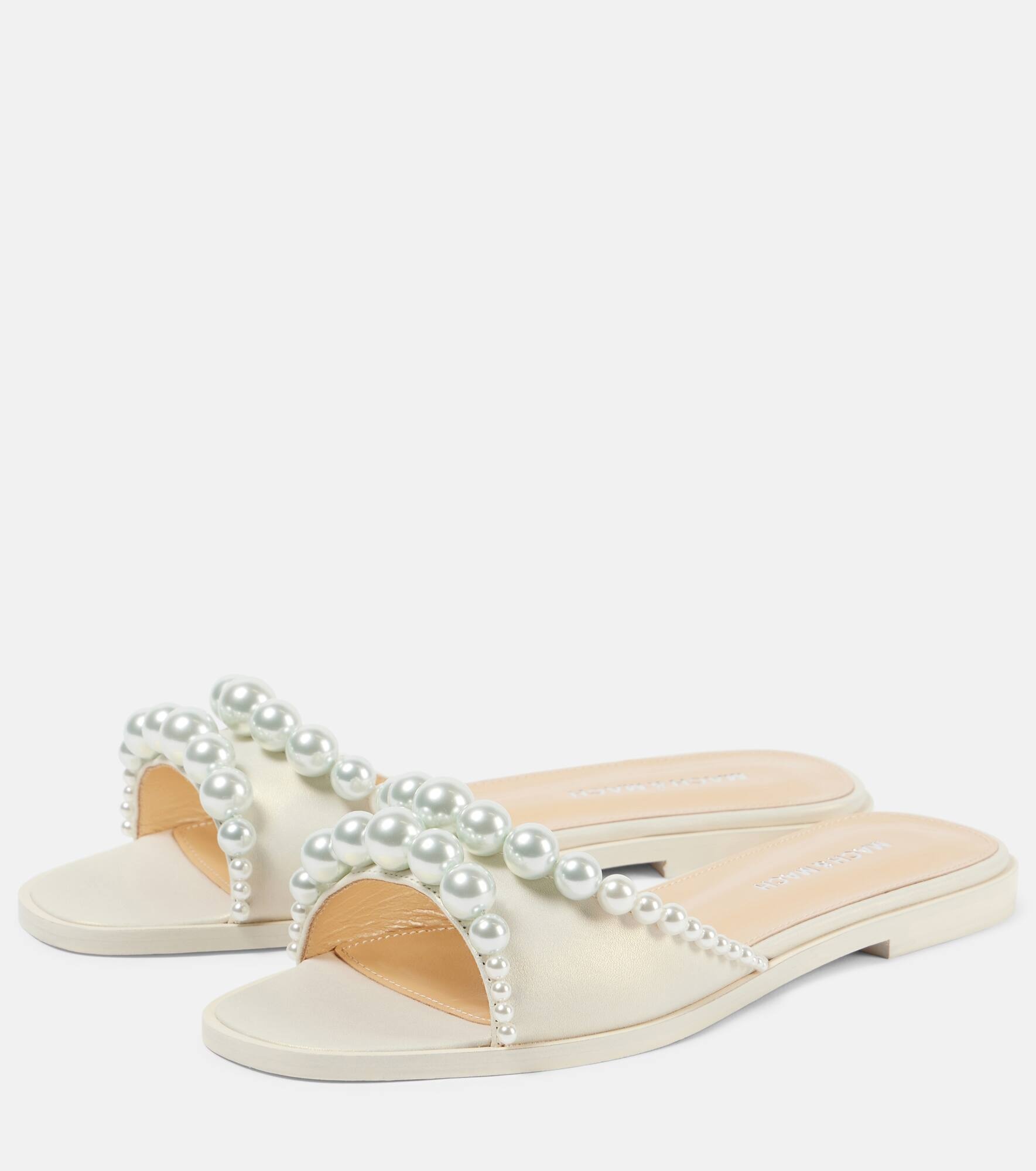 Sirene faux-pearl leather slides - 5