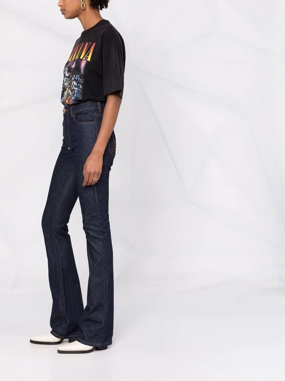 high-waisted flared jeans - 4