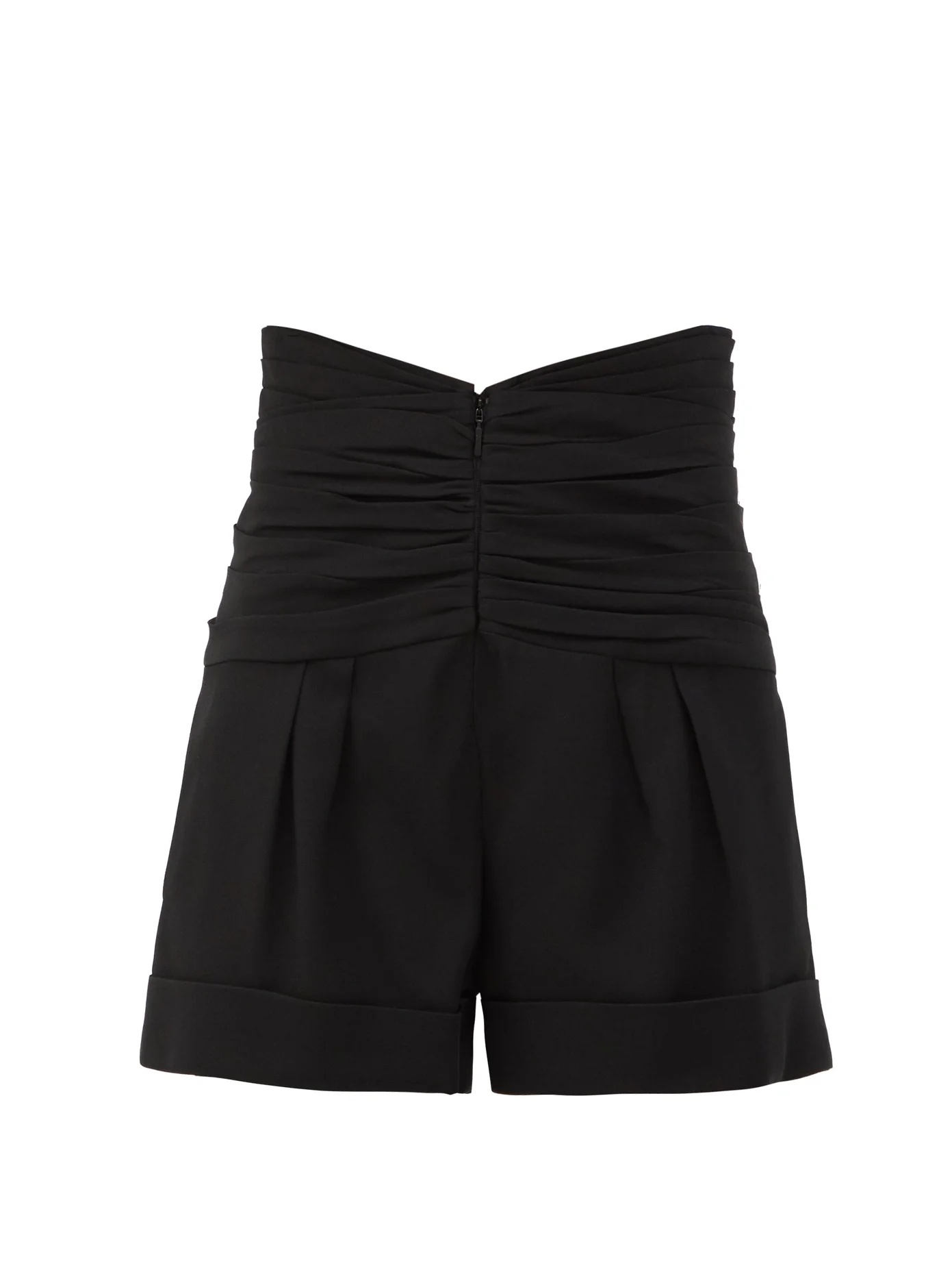 Gathered-waist tailored grain de poudre shorts - 1