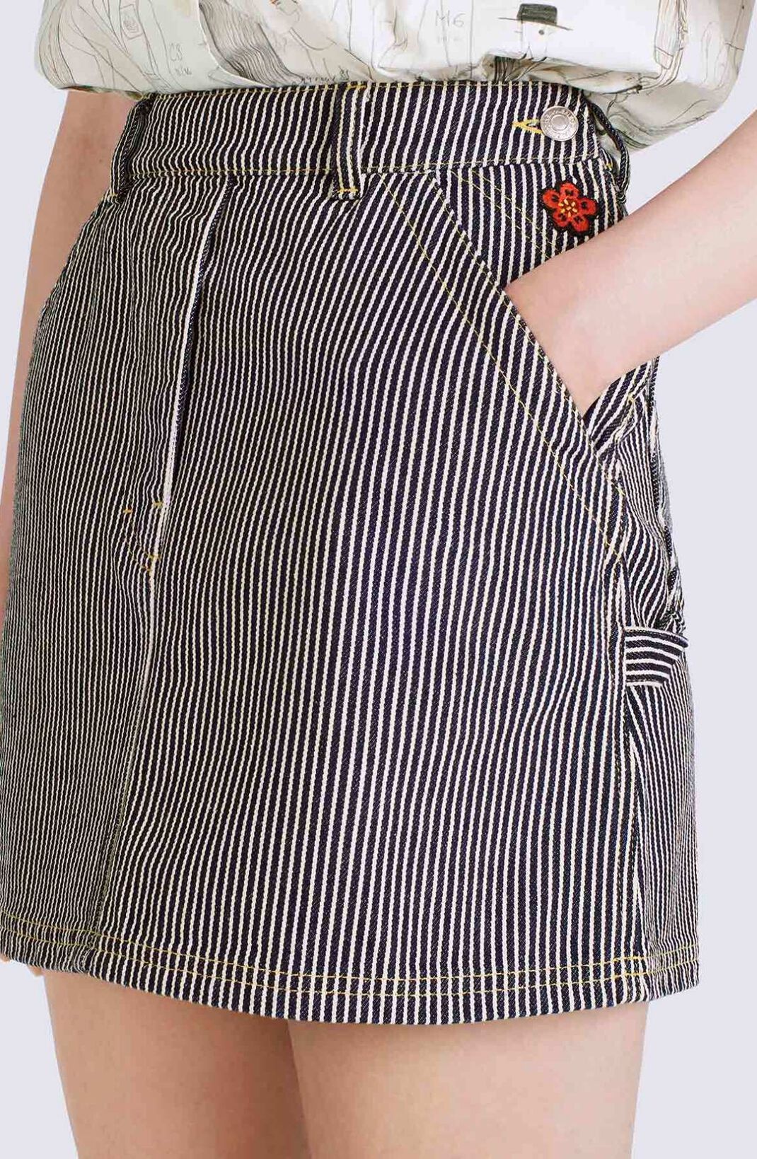Striped denim miniskirt - 7