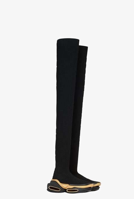 Black knit and suede B-Bold thigh-high sneakers - 2