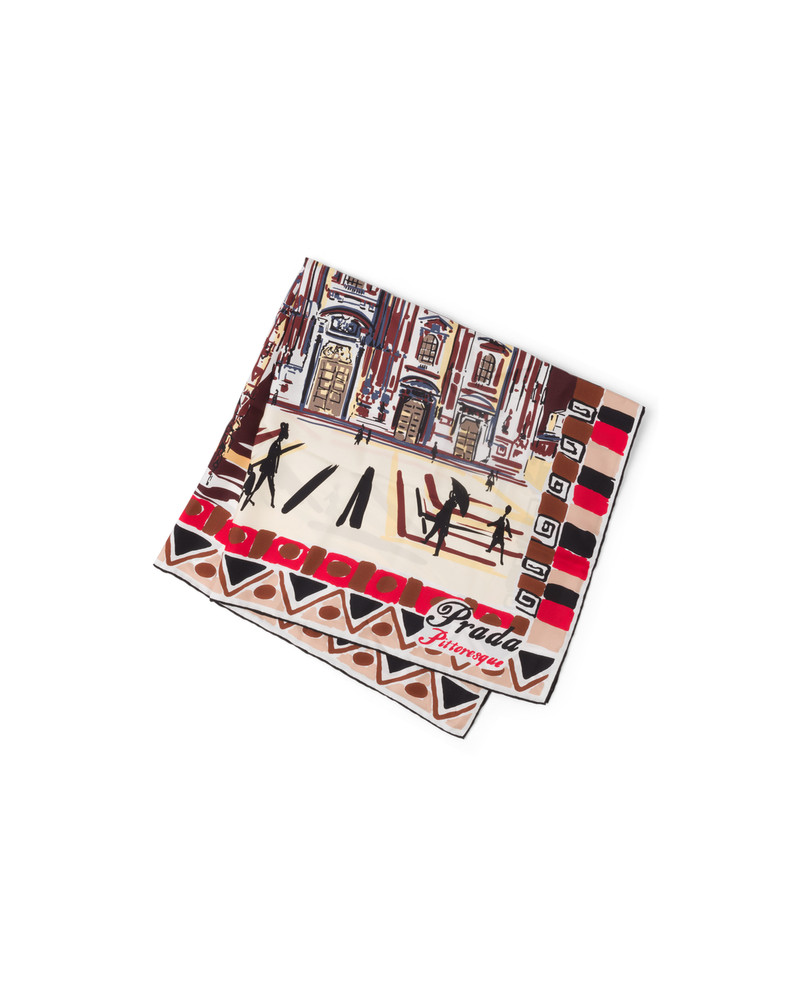 Pittoresque Milan print 90 silk foulard 1