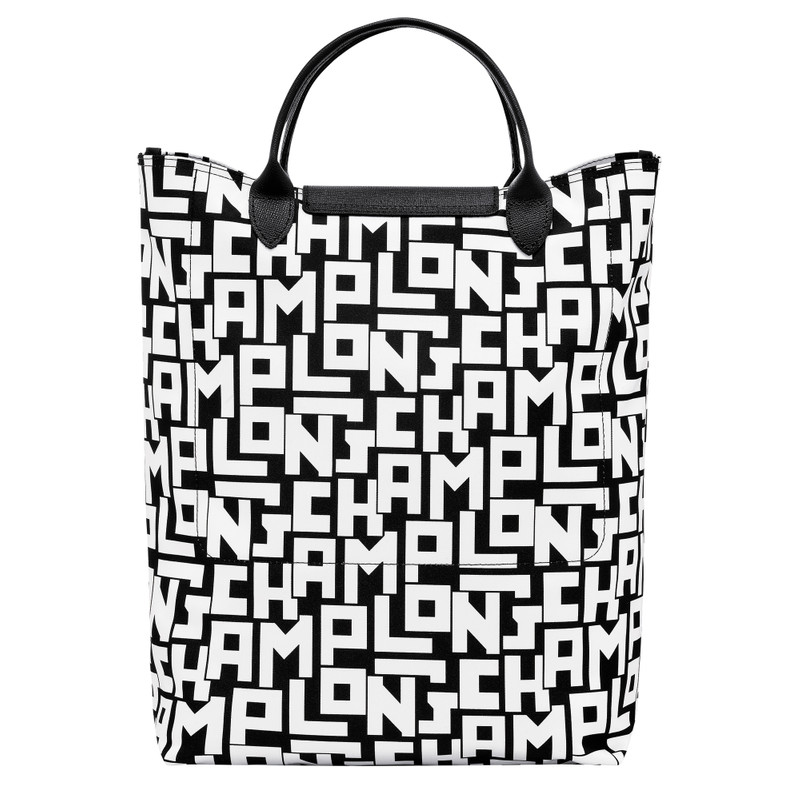 Le Pliage LGP M Tote bag Black/White - Canvas 4
