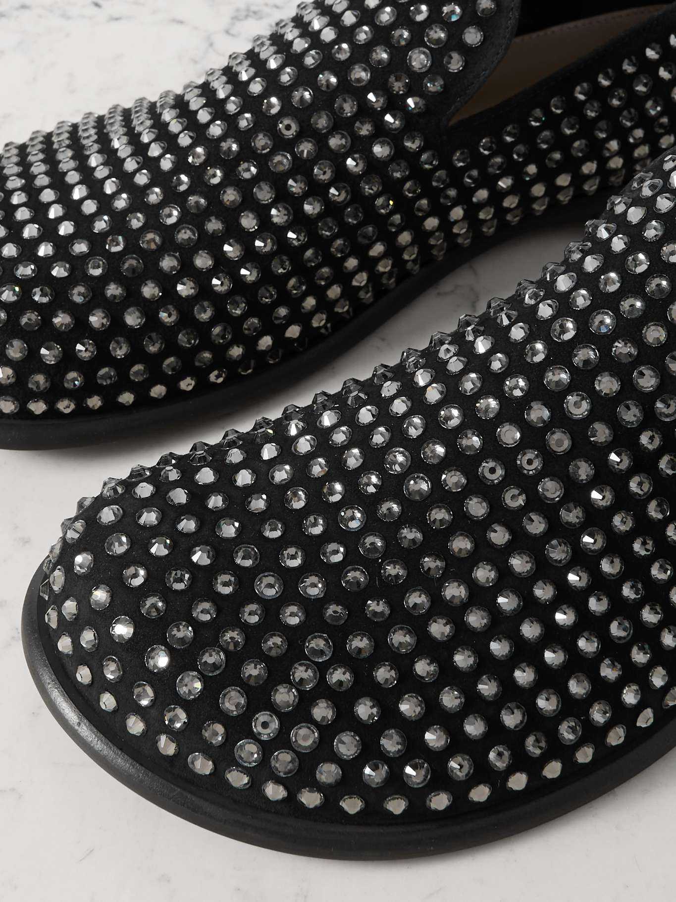 Crystal-embellished suede loafers - 4