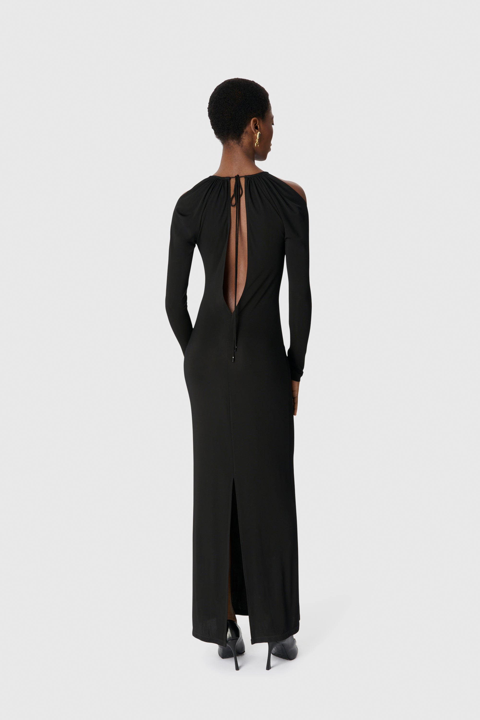 Draped Jersey LS Long Dress - 3