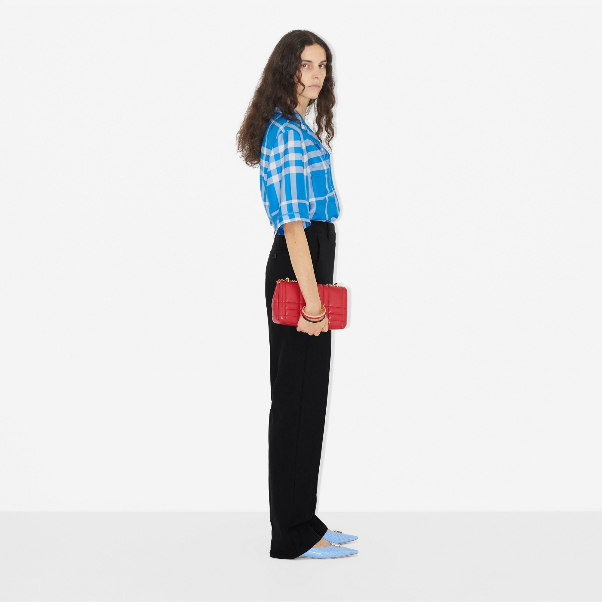 Exaggerated Check Silk Pyjama Shirt - 3