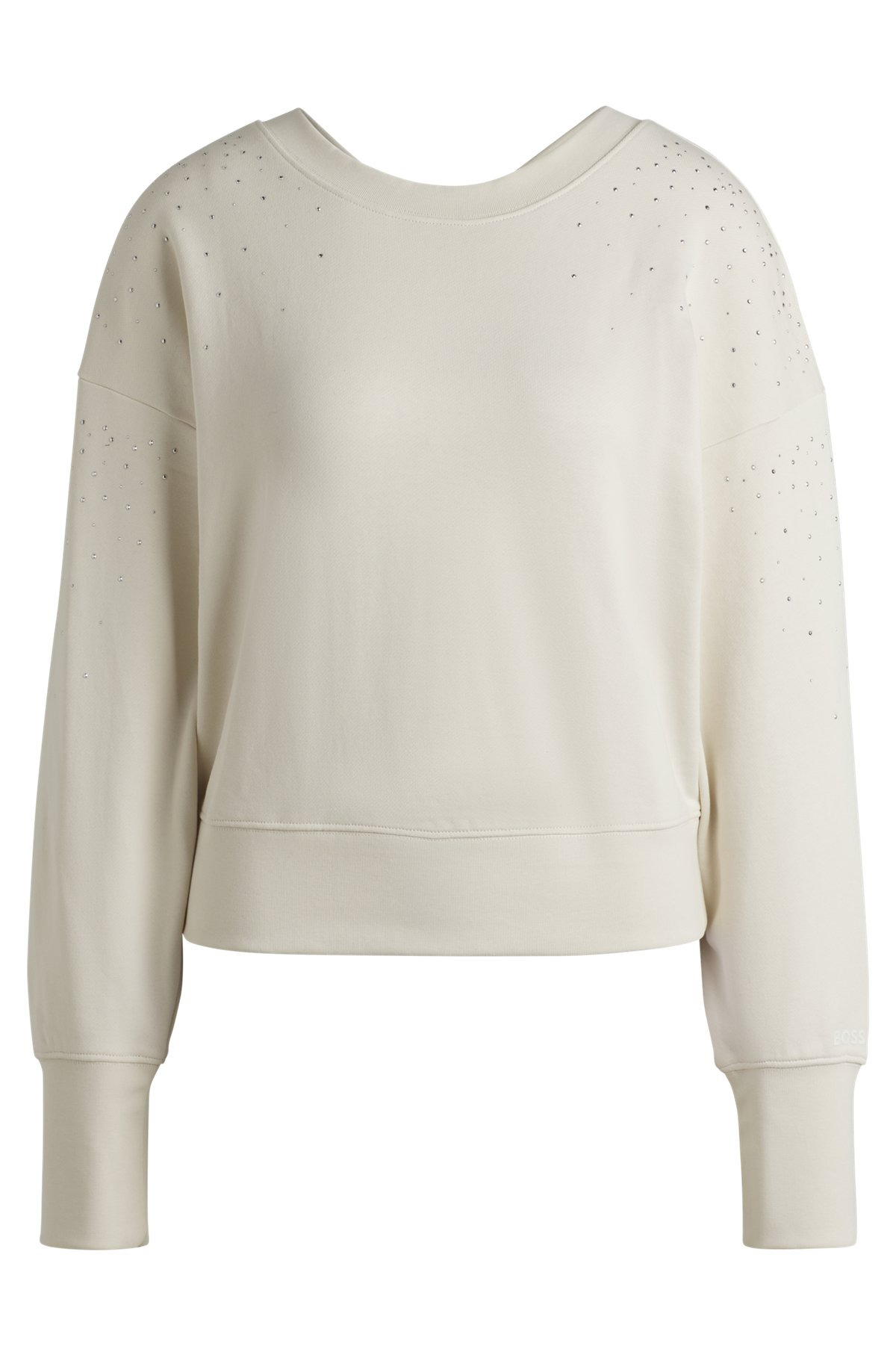 EMBELLISHED SWEATSHIRT IN COTTON TERRY WITH RIBBED TRIMS - 1