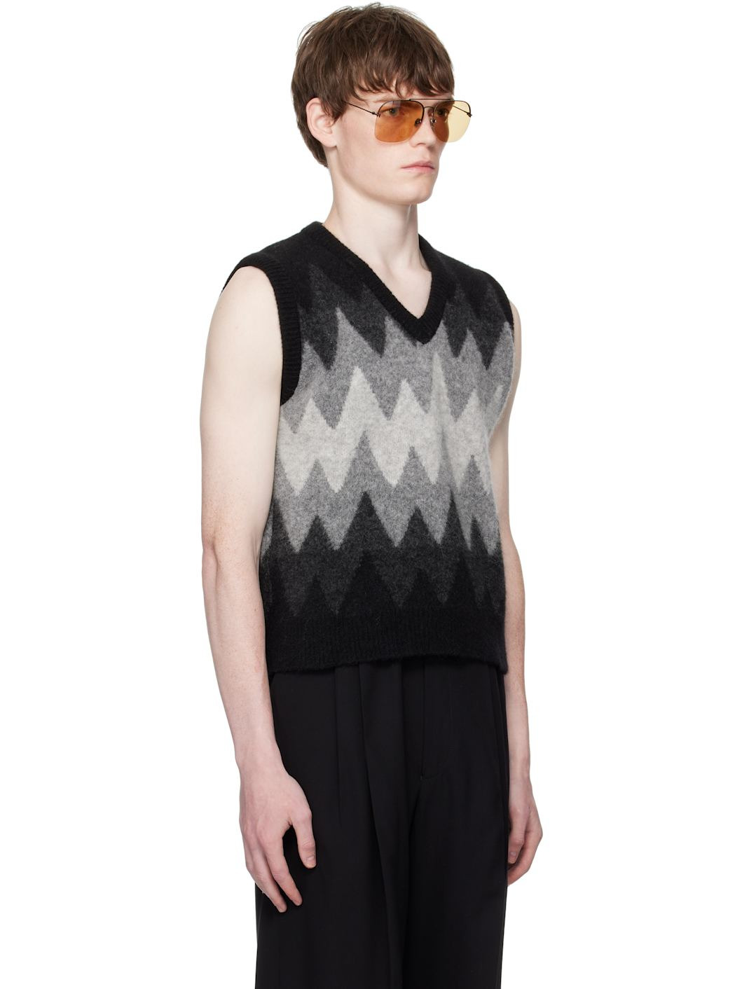 Black & Gray Degrade Jacquard Vest - 2