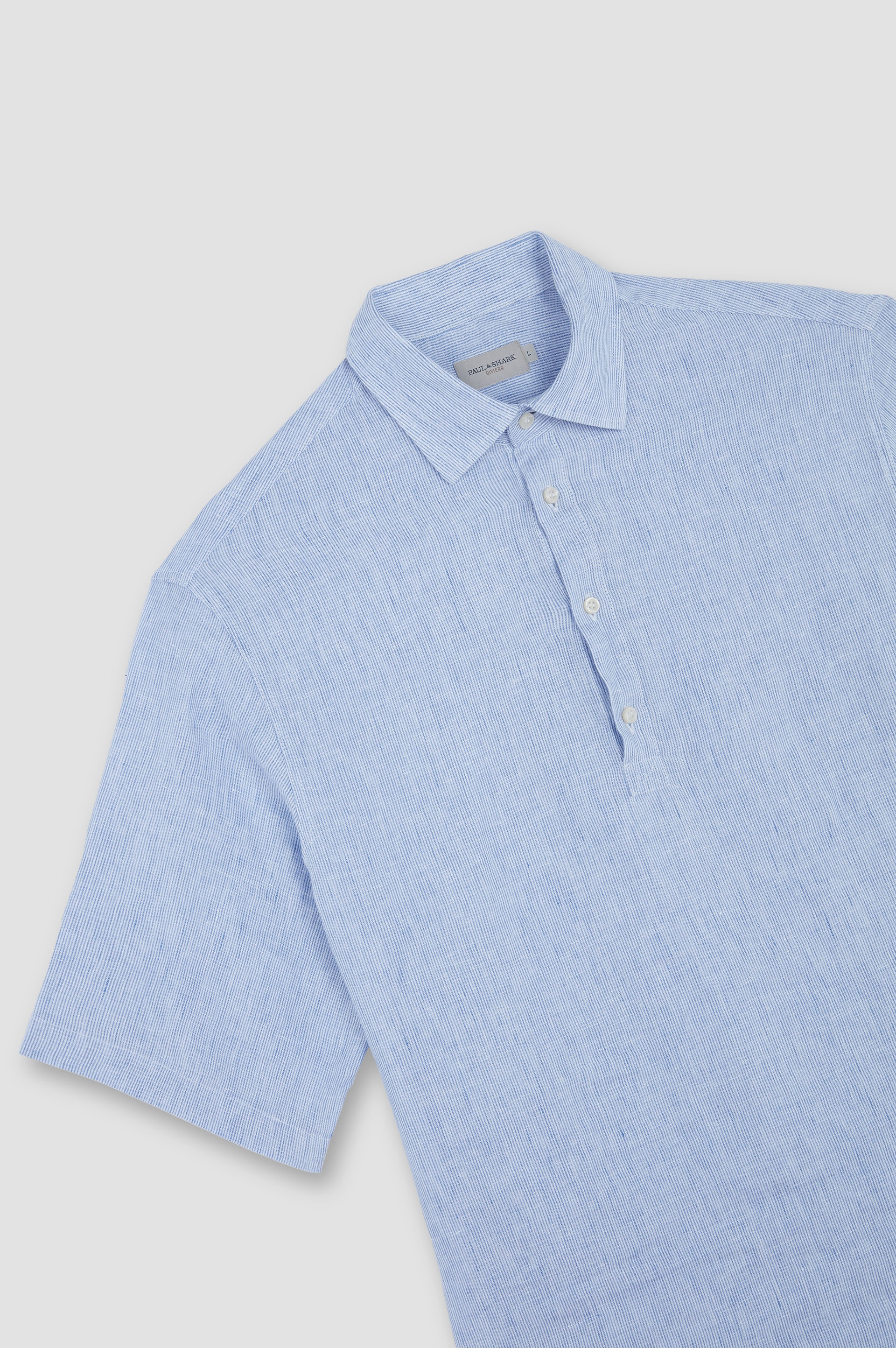 LINEN POPOVER SHIRT WITH SHORT SLEEVES - 5