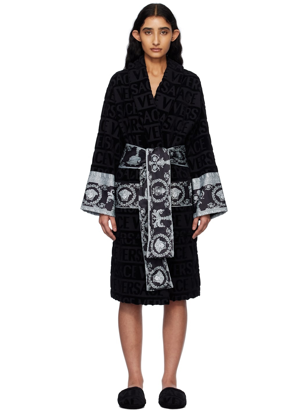 Black 'I Heart Baroque' Bathrobe - 1