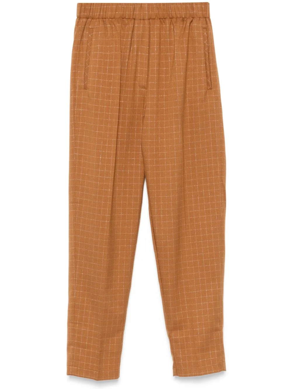 grid-pattern trousers - 1