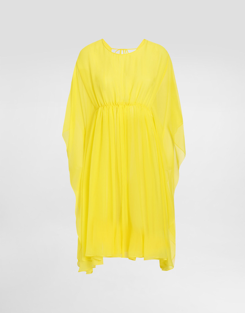 Short silk chiffon caftan with drawstring 1