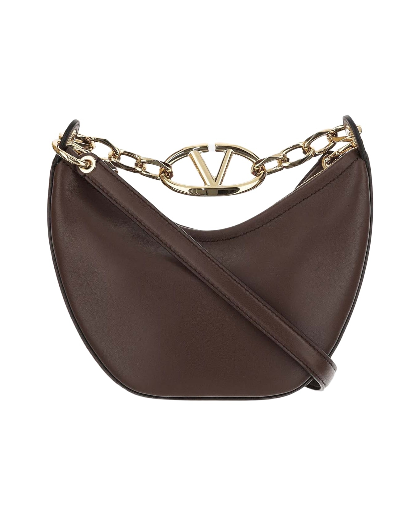 Brown Leather Vlogo Handbag - 1