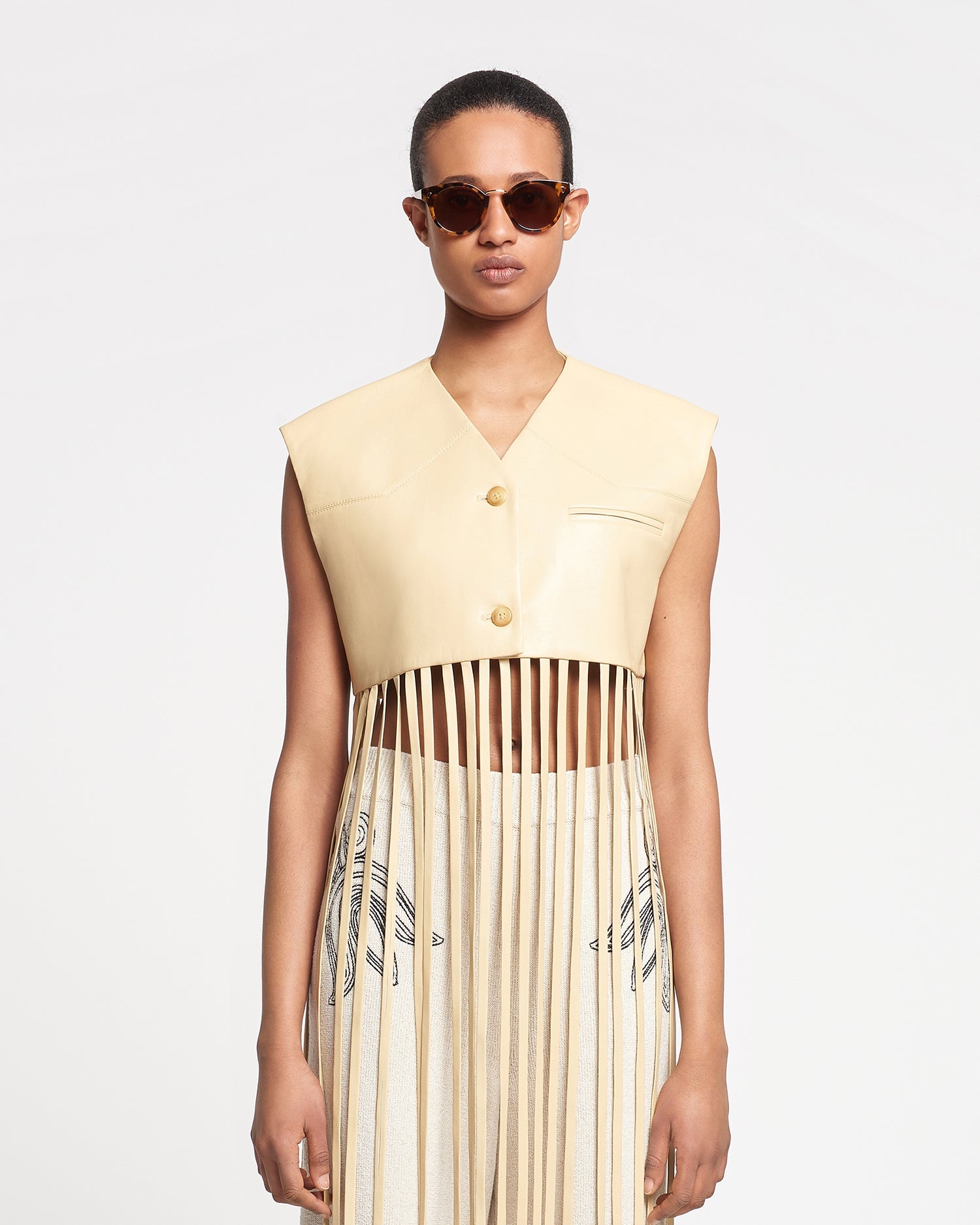 Fringed Regenerated Leather Vest - 3