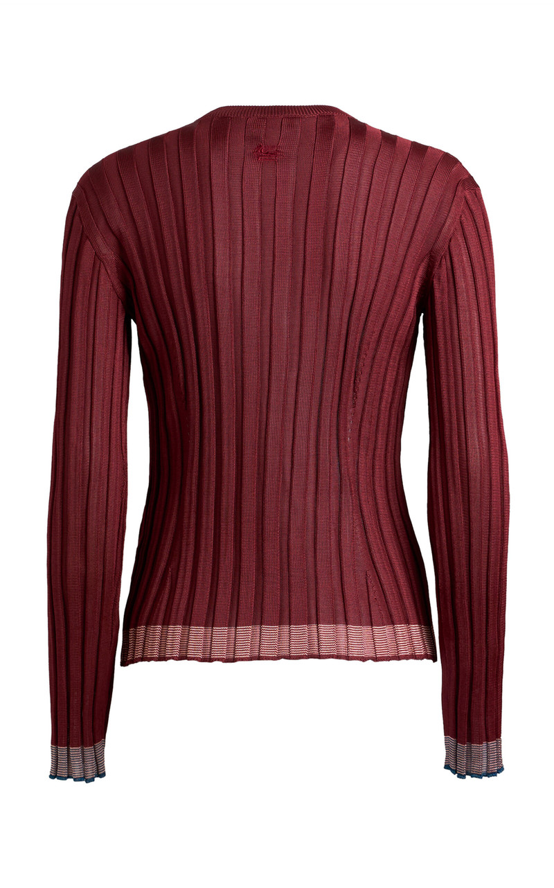 Ribbed-Knit Cardigan burgundy 5