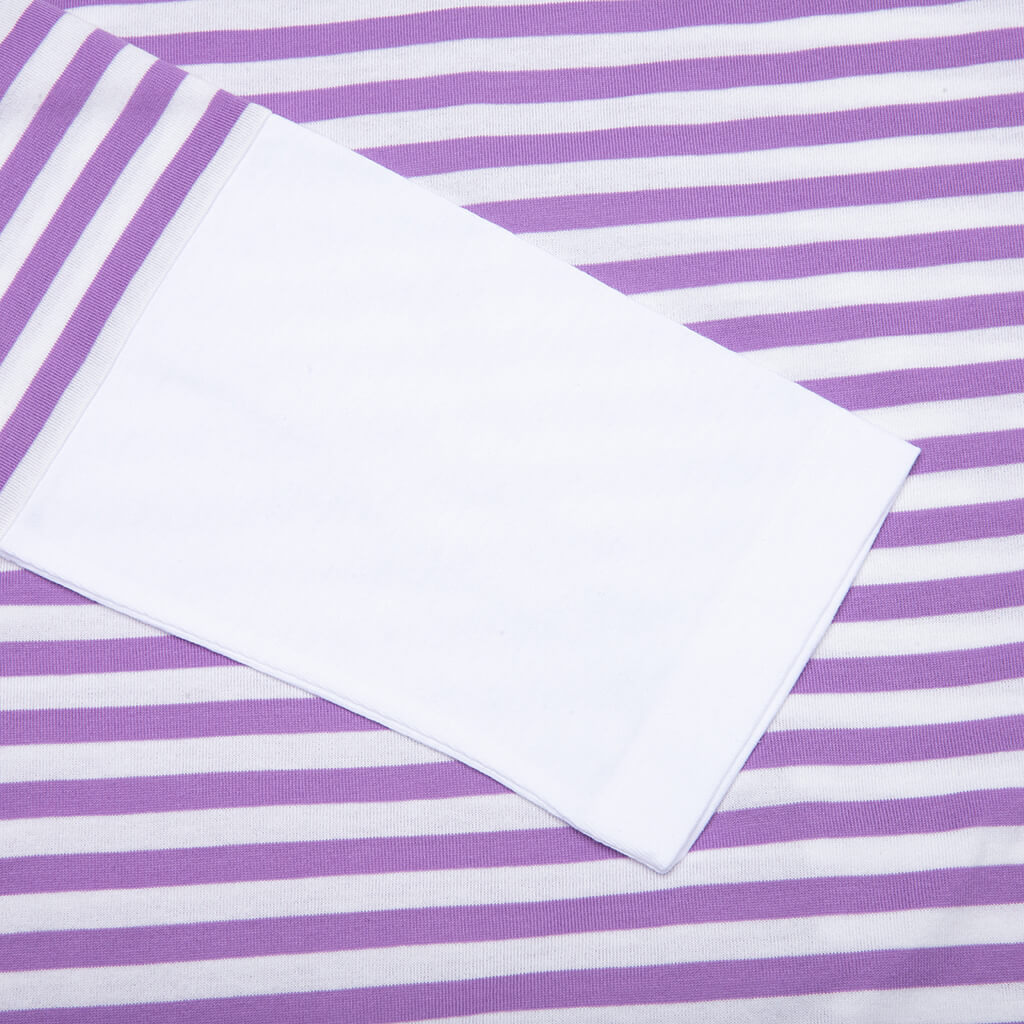 COMME DES GARCONS PLAY STRIPE WHITE T-SHIRT - PURPLE - 4