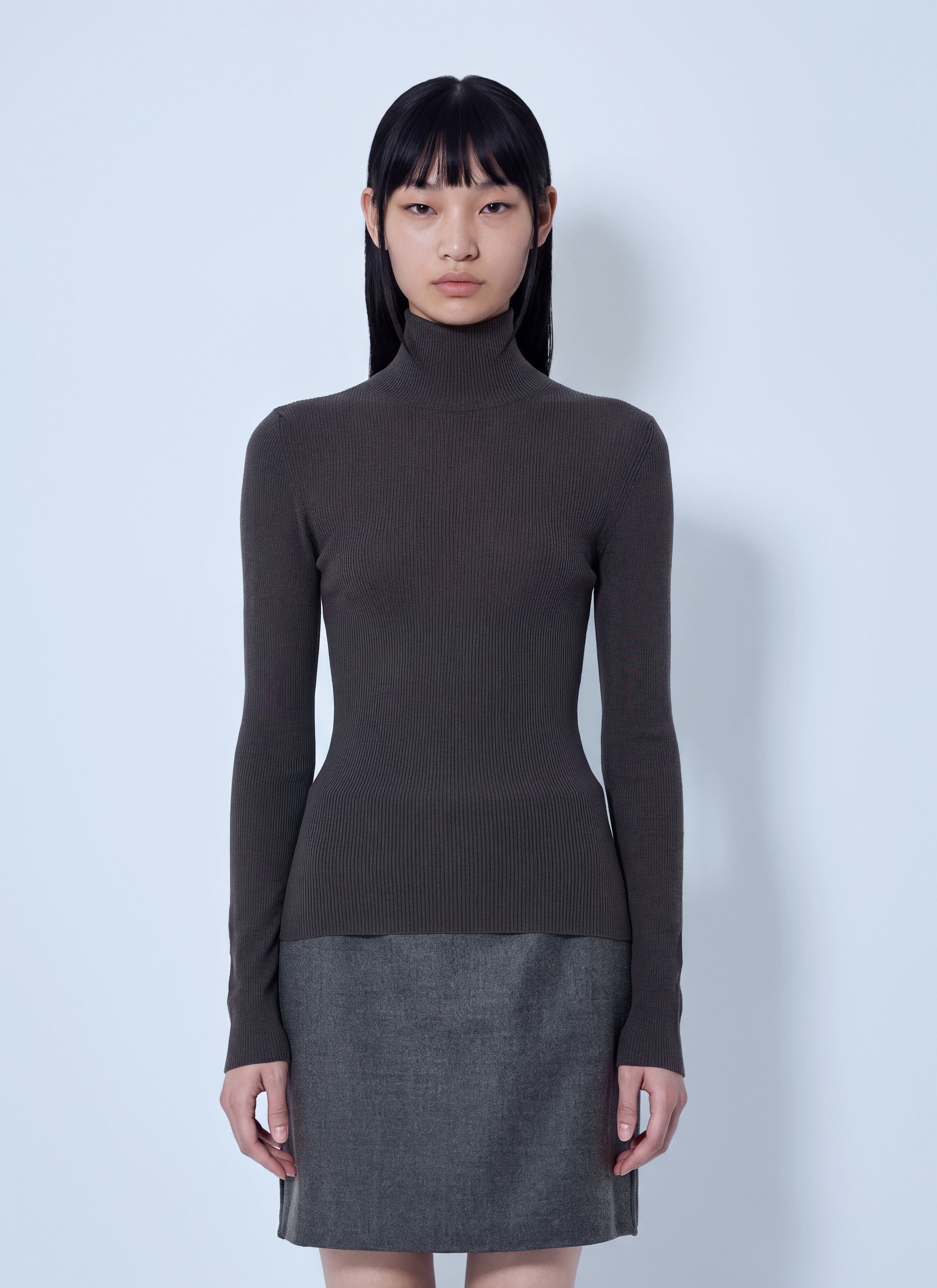 Ribbed Turtleneck Sweater - 1